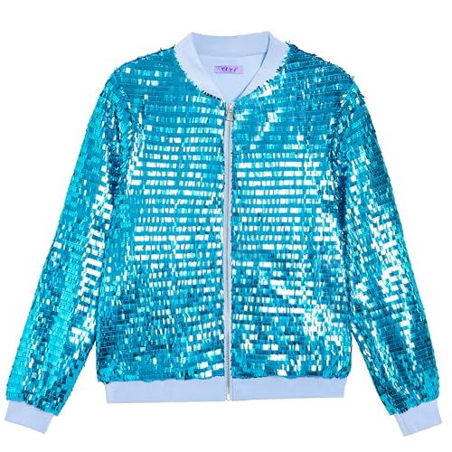 Image of YIYI Mens Jacket Bomber Sequin Sparkly Varsity Unique Glitter Jacket Male Party Shiny Outwear Coat Birthday Holiday Clothes