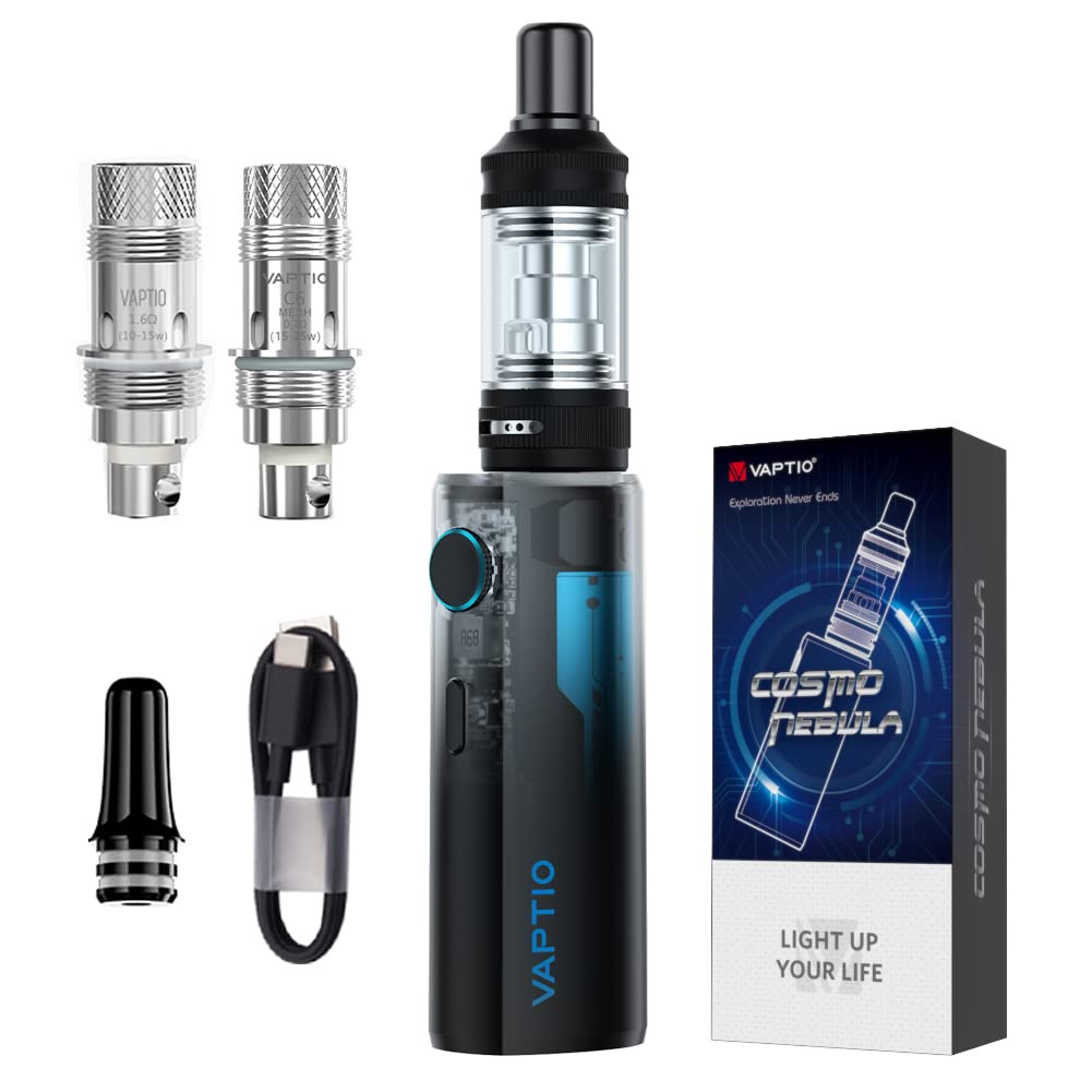 VAPTIO Cosmo Nebula Kit Cigarette électronique 1500mAh 25W Kit de Démarrage  avec Bobine de maille Cosmo 2 pièces 0.7ohm(C6) /1.6ohm(C1S),sans liquide  sans nicotine (bleu) : Amazon.fr: High-Tech
