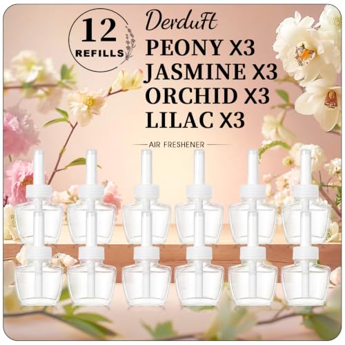 Image of Plug Ins Air Fresheners Refills, Summer Scents Wall Plug in Refill, 12ct | Peony, Jasmine, Orchid, Lilac, Compatible with Air Wick & Glade, Scented Oil Refills for Home, Bathroom, Bedroom, Office