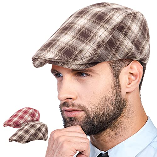 Image of LADYBRO 2-Pack Unisex Flat Cap Newsboy Hats for Men Women Casual Adjustable