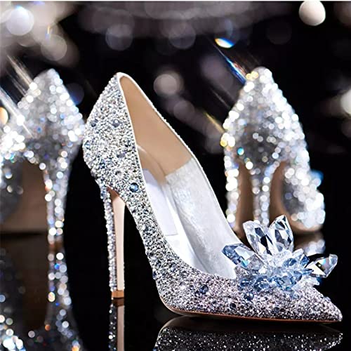 High Heels Shiny Crystal High Heels Women's Early Spring Shallow Mouth Slim High Heels Bridal High Heels Wedding Shoes2