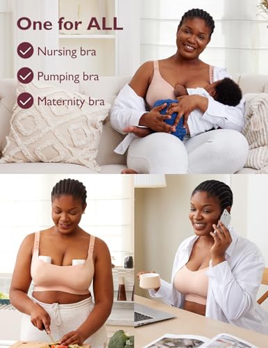 Momcozy Pumping and Nursing Bra for Breastfeeding, 3-in-1 Maternity Bra, CozyFitClasp for Wearable Breast Pump M5, S12 Pro3