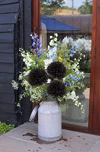 4'' Large Artificial Chrysanthemum Flowers with 24.7'' Long Stem, 6 pcs Black Fake Silk Flowers Faux Ball Flowers for Home Decor, Bridal, Wedding, Party, Garden, Floral Arrangement