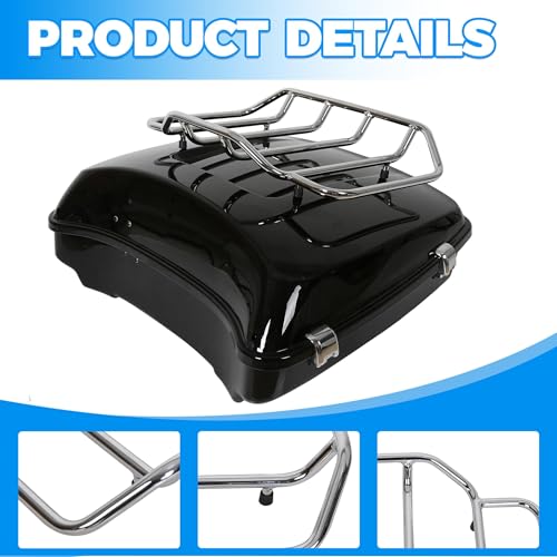 Image of ECOTRIC Motorcycle Trunk Luggage Rack Trunk Top Rack Rail Compatible with Harley Davidson Touring 1984-2024 Street Glide CVO Replacement for 53665-87 Fit for Chopped Razor