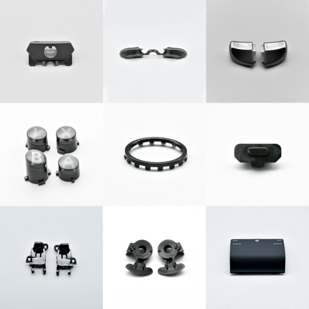 Guscio Completo di Ricambio per Xbox One Elite Controller Serie 1 - Kit di Conchiglie Include Copertura Telaio Centrale Guide Laterali Pulsanti ABXY Paraurti LB RB Accessori (Nero)
