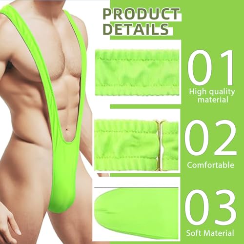 Men’s High-Waisted Party Briefs, Stretchable Green Underwear (One Size)2