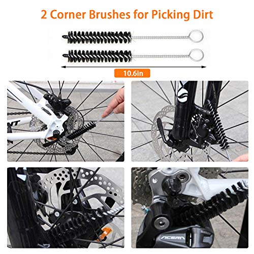 10 Pieces Precision Bicycle Cleaning Brush Tool Including Bike Chain Scrubber and 2 Tire Brushes Suitable for MTB, Road, City, Hybrid,BMX and Folding Bike - Thumbnail 2