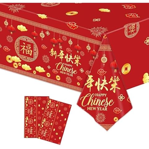 Red and Gold Chinese New Year Tablecloths Cover