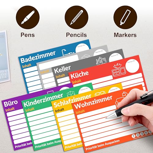 Yezirzax 80 Stück Umzugsetiketten XL-Format 15x10cm, Universal Klebeetiketten Umzugsaufkleber,...
