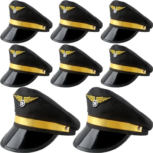 SGBETTER 8 Pack Kids Pilot Hats Airplane Captain Hat Airline