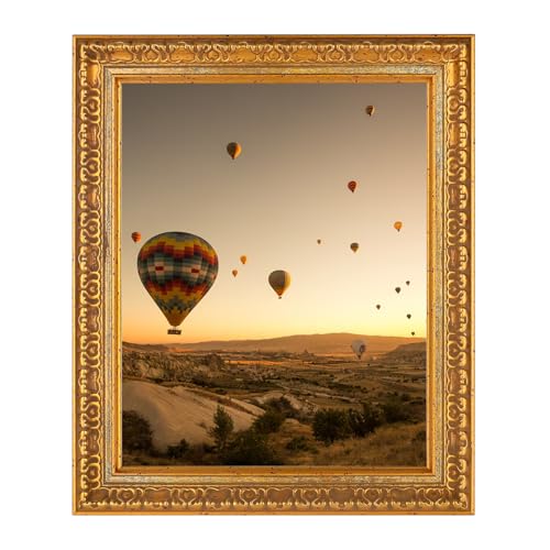 elthmpr Bilderrahmen Gold Vintage 20x25 - Deko Bilderrahmen Vintage Fotorahmen Holzrahmen Retro Antik Shabby für Wand Tischrahmen