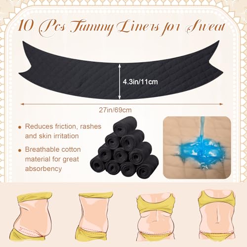 Image of 10 Pcs Tummy Liners for Sweat Rash Cotton Under Belly Sweat Liners Under Belly Absorber Pads Band for Skin Rash