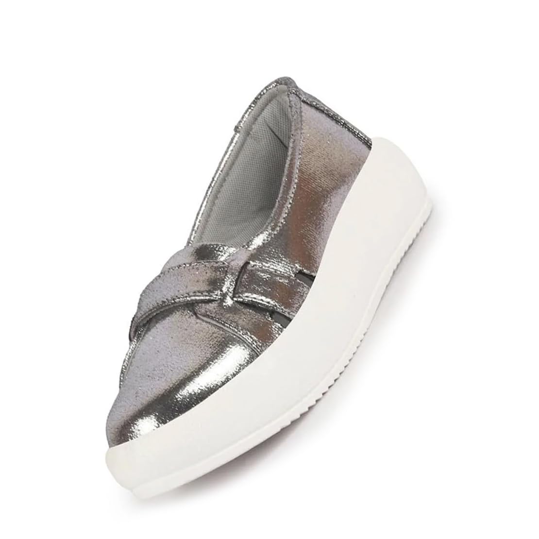 Women Stylish Broad Cross Strap Design Slip-On Casual Comfort Shoes | Height Enhancer Shiny Party Loafers | Ballerina with Memory Cusion Insole-image-21