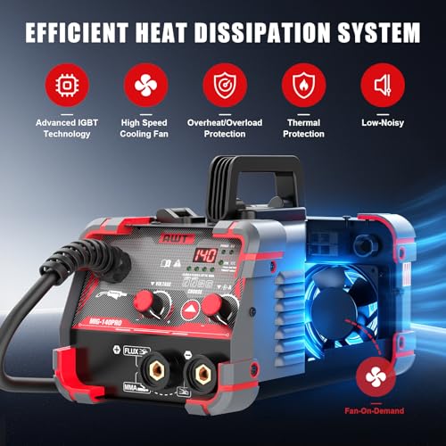 Image of AWT 140Amp MIG Welder Flux Core MIG Welder /Stick /Lift TIG 3 in 1 Welding Machine, Welder Machine 110V-Synergy IGBT Inverter, Portable Gasless Welder Equipment with Welding Helmet