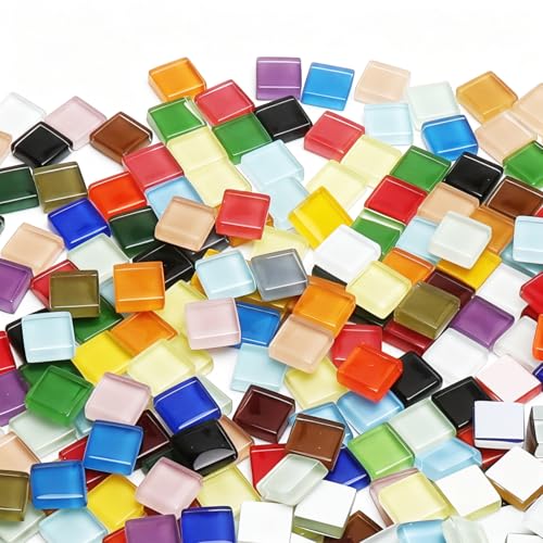 500 g de piedras de mosaico para manualidades, 1 x 1 cm, mini mosaicos para manualidades, decoración artesanal, piedras de mosaico de cristal colorido, azulejos de mosaico para jardín, acuario, marco