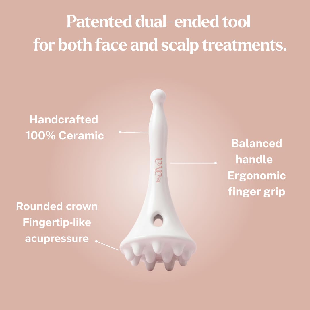 byAVA Gua Sha Face and Scalp Massager, Ceramic Acupressure Sculptor Tool