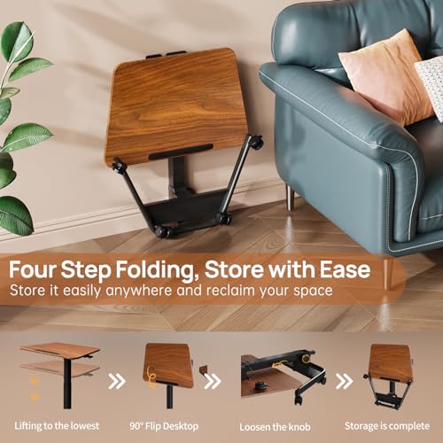 Jylh Joyseeker Foldable Mobile Standing Desk, Height Adjustable And Tilt Rolling Sit Stand Desk, 90° Tiltable Portable Laptop Desk Workstation On Wheels For Home Office thumb #4