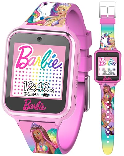 Barbie Kids Smartwatch - Interactive Fun with 10 Watch Faces, Camera, Games, Alarm, Step Tracker & More - Stylish Gift for Girls with Printed Unicorn & Mermaid Straps - Fits Wrists 5.5'' to 8.0