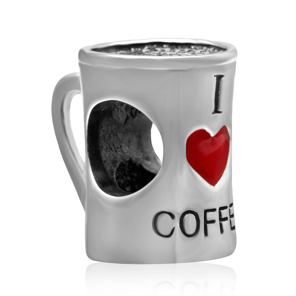 CRISNATA925 Sterling Silver I Love Savoury Coffee Cup/Mug, Magic Teapot Teacup Beads, fits European Charms Bracelet, Christmas Gifts for Mummy/Sister/Best Friends/Wife