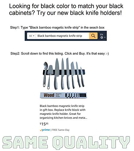 Dark Walnut wood magnetic knife strip. Replace knife block with magnetic knife holder. Great for organizing kitchen knives and metal tools. Dark brown. Gift box included.Premium Present brand. 17 inch