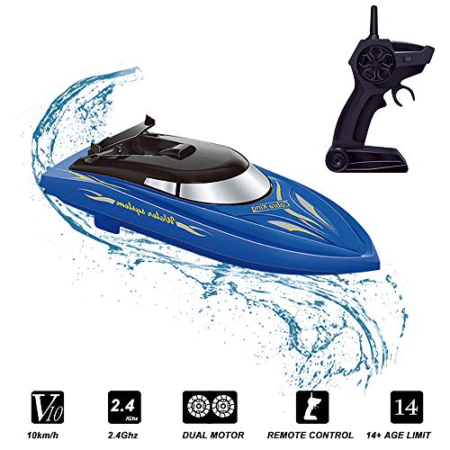 Goolsky RC-Boot für Kinder Erwachsene 10 km / h Hochgeschwindigkeits-2-Kanal-Fernbedienungsboote für Pools Rennboot