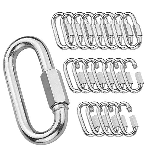 20Pack Quick Link, 3 16?Chain Link with 330lbs Loading, Stainless Steel Locking Carabiner Clip, Oval Keychain Connector Small Threaded Chain Clip for Dog Leash, Backpacks, Key Ring, Water Bottles