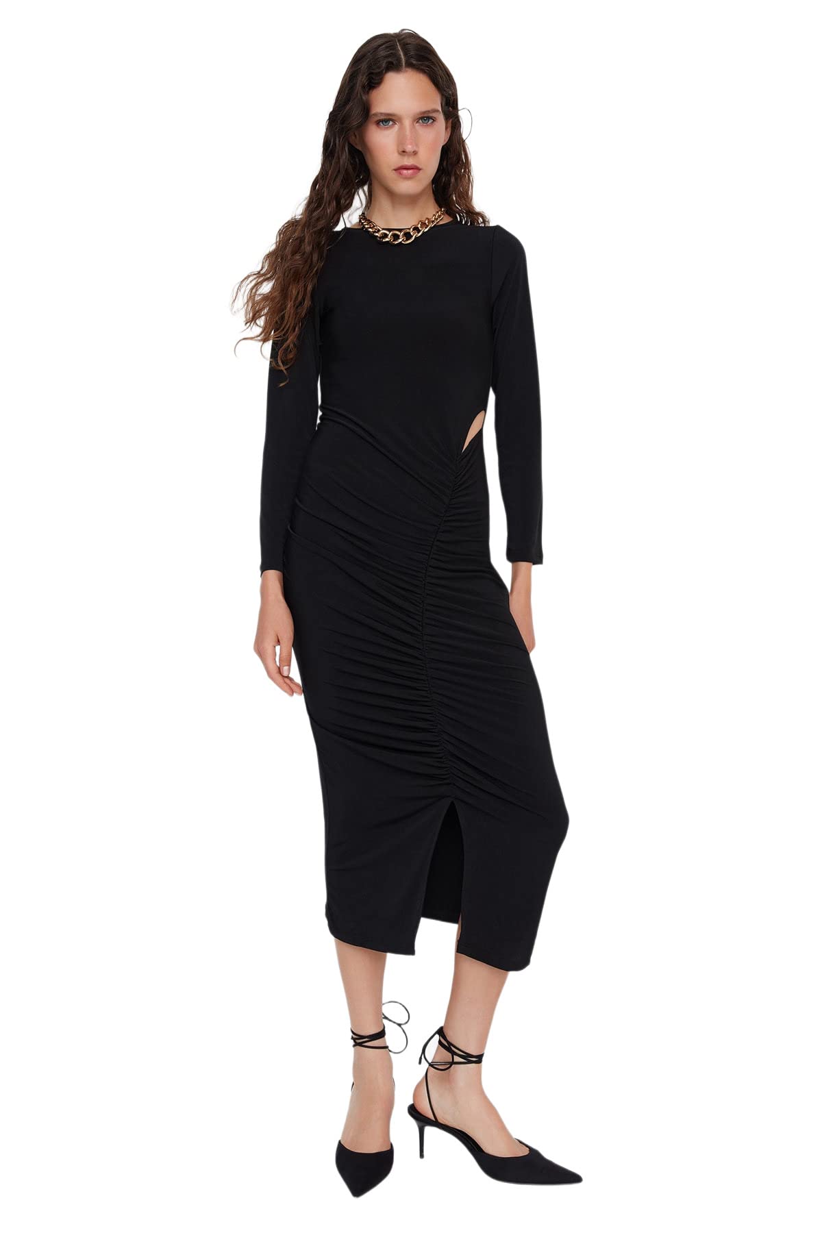 TRENDYOL Damen Woman Design Maxi Standard Crew Neck Knit Dress Kleid