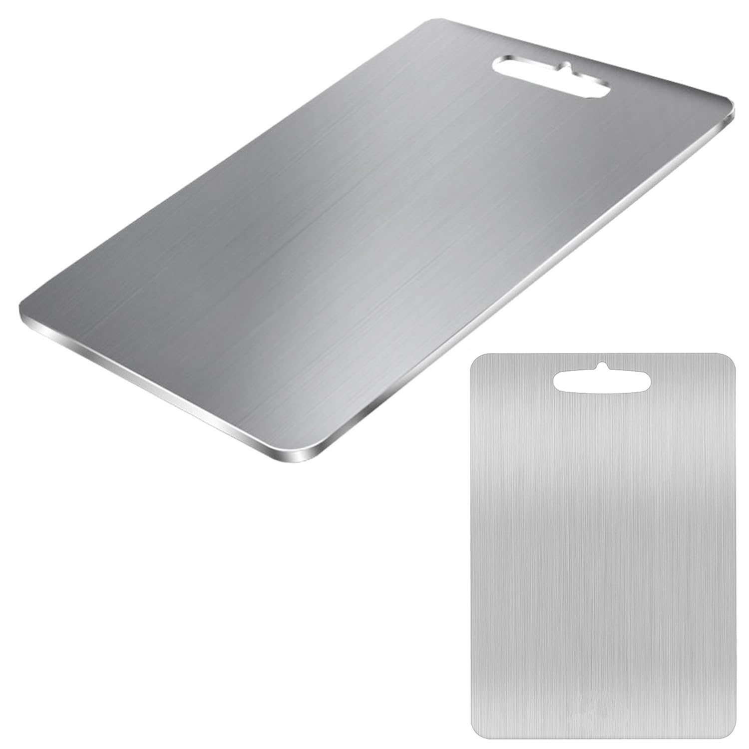 ORiTi Stainless Steel Cutting Board for Kitchen Small Size 29x20x0.2cm, Heavy Duty SUS 304 Chopping Board for Meat, Cheese, Fruit, Vegetables, Non Slip, Dishwasher Safe Silver