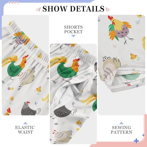 ZZXXB Colorful Roosters Boys Long Pants Soft Trousers Elastic Waist Kids Lounge Bottoms with Pockets S-XL4