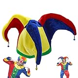NUOBESTY Rainbow Clown Hat Lovely 3 Peak Multicolor Funny Jester Hat Clown Hat Mardi Gras Hat for Parade Festival Celebration Carnival