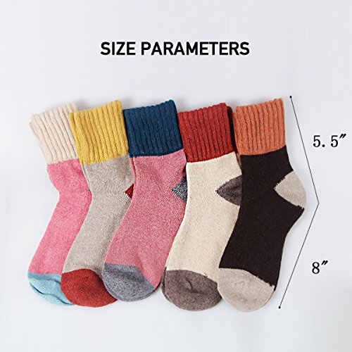 Image of Winter Women Socks 5 Pairs Vintage Wool Casual Thermal Crew Socks