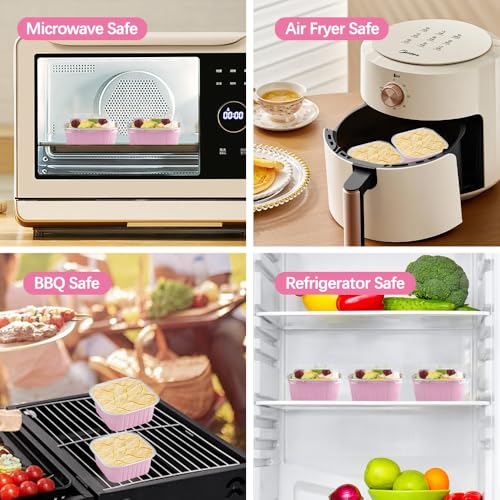 RETON 100 Pcs Mini Square Cake Baking Cups with Lids, 5oz Aluminum Foil Baking Pans Cupcake Liners - Image 4
