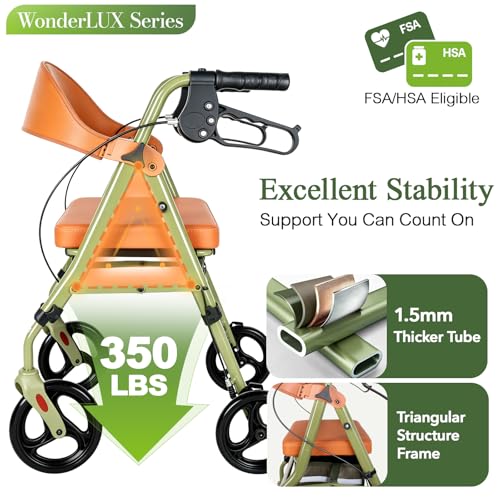 Image of HOMENURSE L37 WonderLUX Series Walkers for Seniors with Seat Lightweight