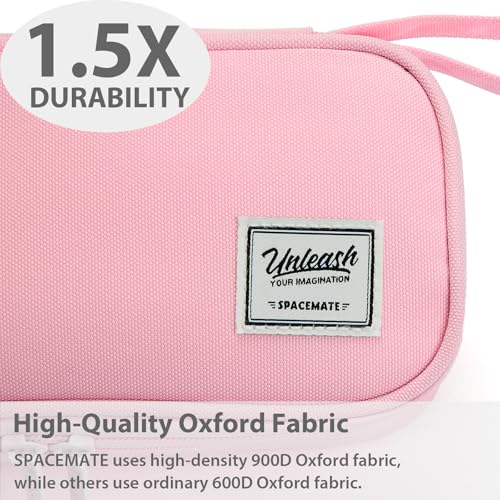 Image of SPACEMATE Pencil Case Pouch Box Bag School Supplies Girls Boys Kids, Cute Preppy Stuff Large Big Capacity Aesthetic Pen Organizer, Back to College Stationary, Light Pink, Standard Stlye, 1800ml