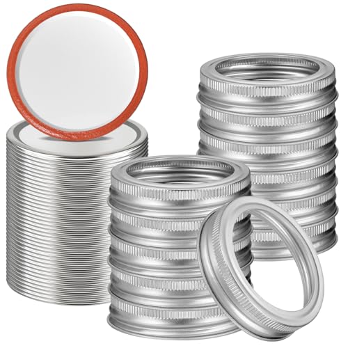 ComSaf Regular Mouth Mason Jar 36 Lids and 12 Rings, Canning Lids and Bands, Ideal for Hot Water Bath, Pressure Canning, Compatible with Electric Vacuum Sealer, Pickling, Jam Making, Canning Supplies