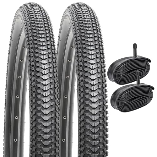 YunSCM 2本セット,26 2.10 タイヤ,26x2.10 54-559 自転車タイヤ+ 自転車チューブ 肉厚 米式バルブ32mm+タイヤレバー,適用 26インチ2.10 マウンテンバイク,Y-1277
