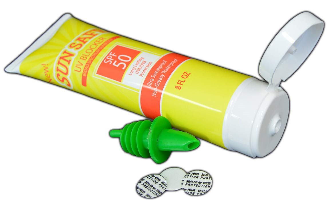 Sunscreen Flask By Smuggle Mug w/ Lid Seals, Flip Top Lid & Speed Pourer