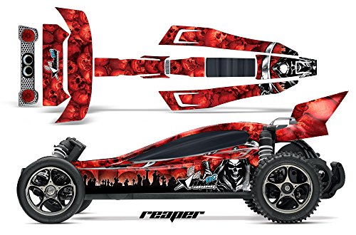 AMR Racing RC Graphics kit Sticker Decal Compatible with Traxxas Bandit VXL 1/10 #2407L - Reaper - Red
