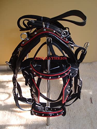 SHOWMEN CRAFT SHOWMEN CRAFT Premium Quality English Black & Red Synthetic Horse Driving Harness|Single Horse (Pony)