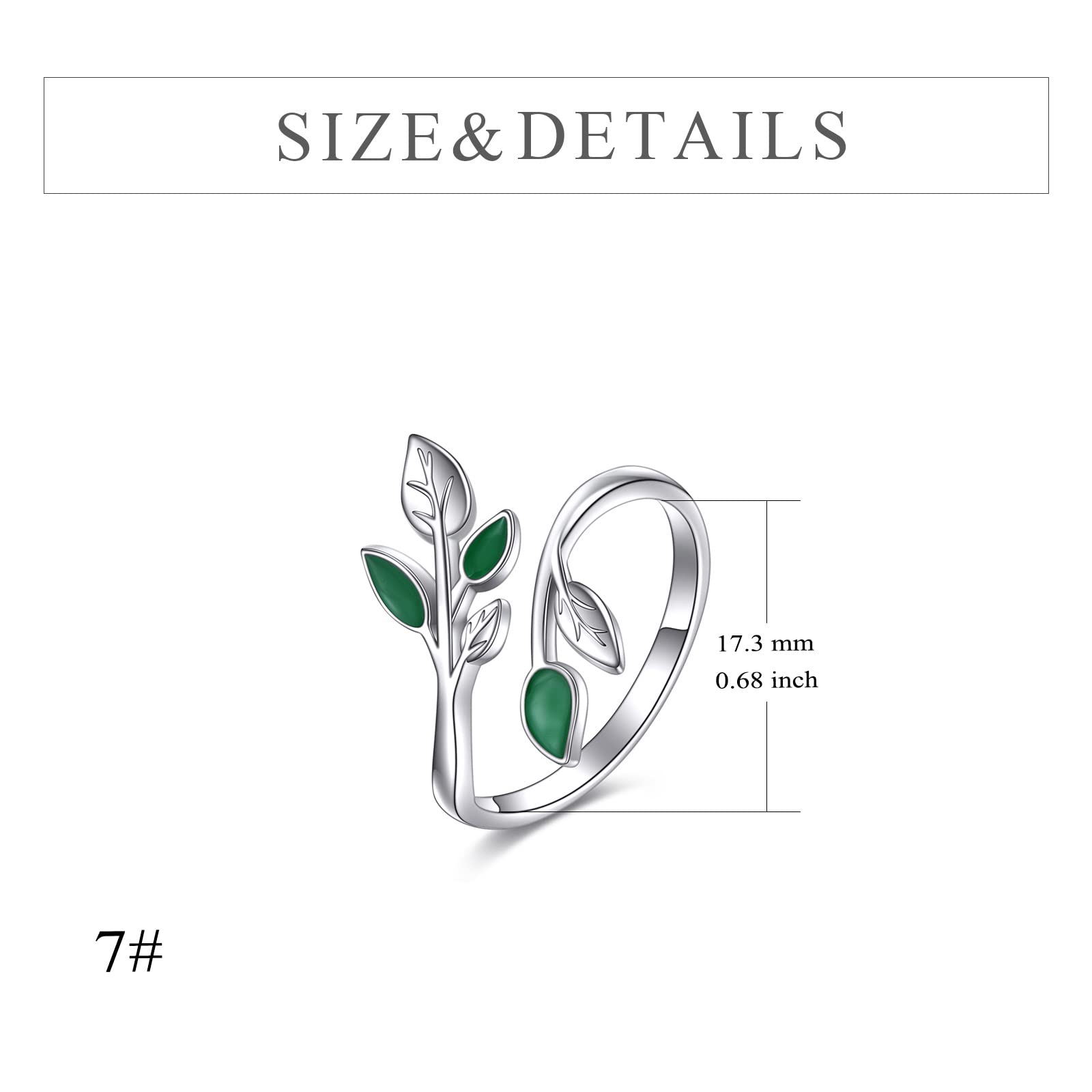 VONALA Blattring da donna, in argento sterling 925, regolabile, anello per pollice, foglia, regalo per donne, amici, famiglia
