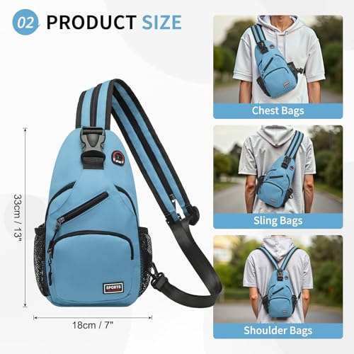 Image of Convertible Sling Bags for Women Men, Lightweight Crossbody Backpack Daypack Fit for 7.9 inch Tablet for Casual Travel Sport Hiking (Blue)