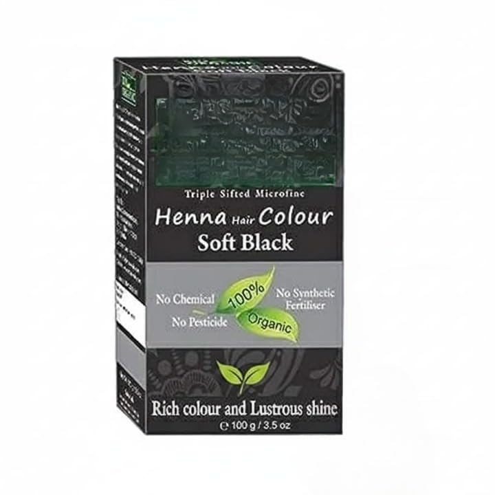 100% Organic Henna Hair Color (Soft Black)-100 g