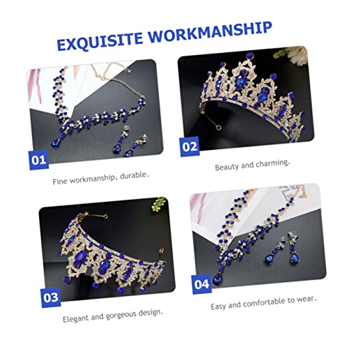 SOIMISS 1 Conjunto De Colar De Coroa Brincos De Strass Conjunto De Joias De Noiva Brincos De Noiva P