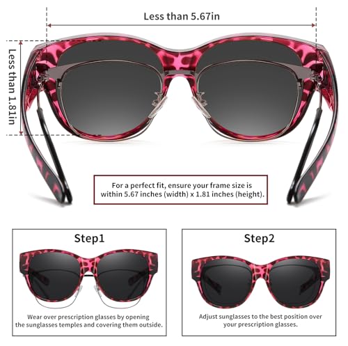 Image of HAOLOTA Fit Over Glasses Sunglasses for Women Polarized | Over Glasses Sun Glasses, UV400 Polarized Lens, Trendy Cat Eye Sunglasses, Lightweight and Flexible, Driving, Daily Use