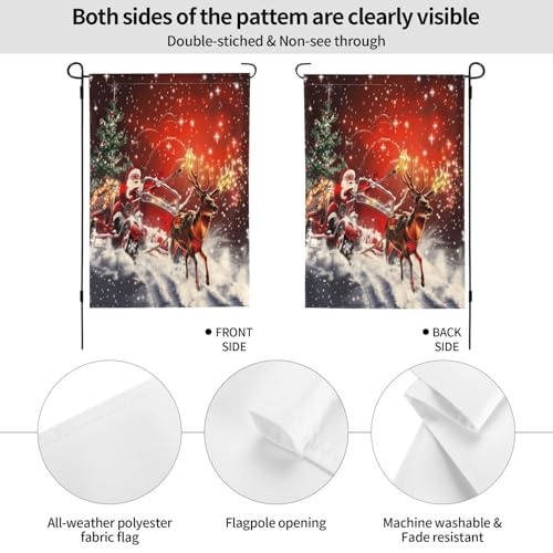 Drapeau de jardin Père Noël en polyester haute densité résistant aux UV - 3