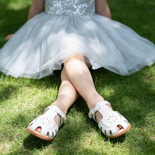 Image of THEE BRON Toddler Girls Closed-Toe Sandals Sweet Retro Cutout Summer Dress Shoes