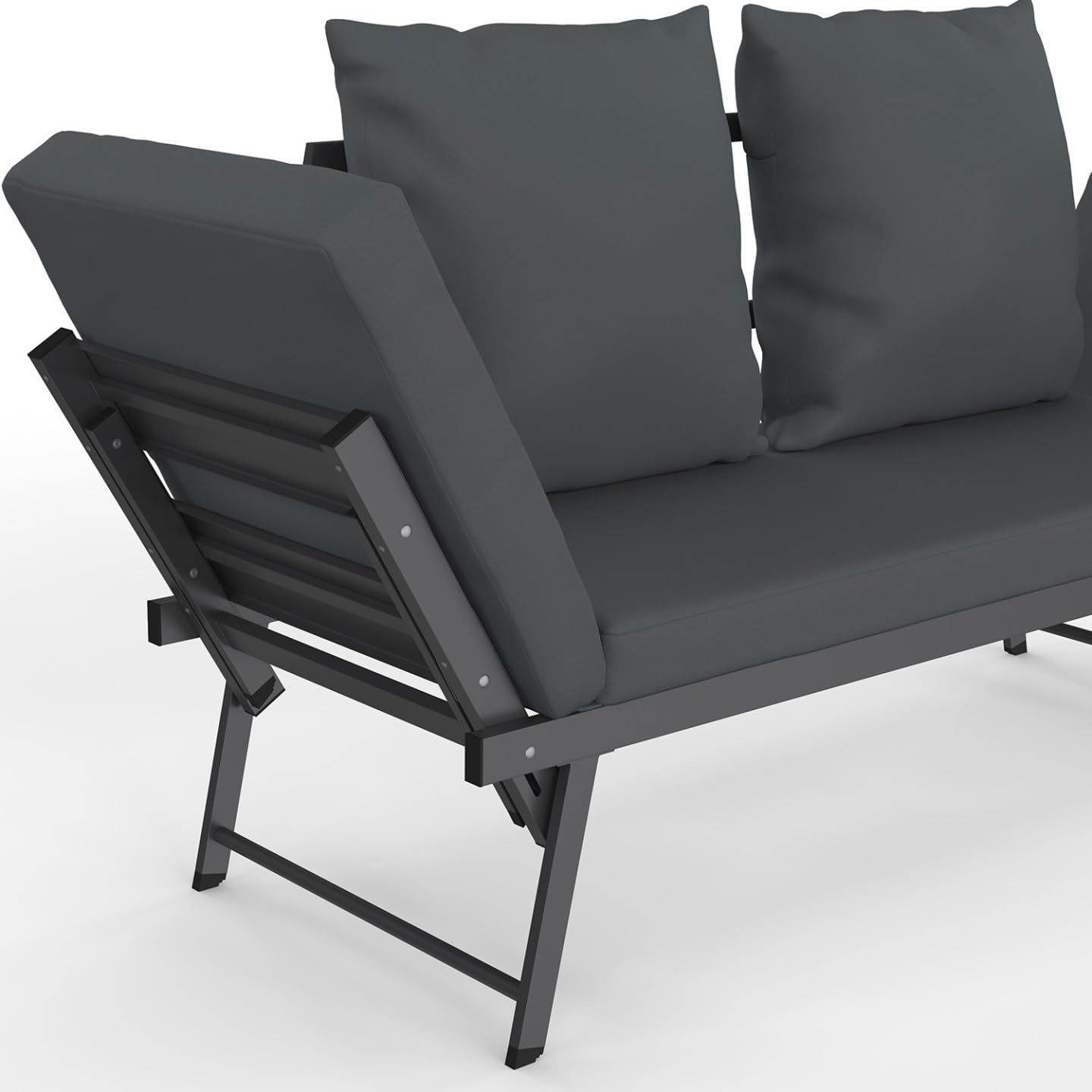 IDMarket - Canapé de Jardin Convertible NOLA Gris Anthracite