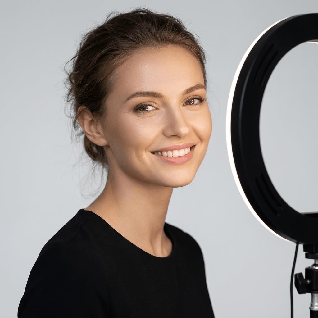 Luméon 30cm Ringlicht mit Stativ – 12 Zoll Ringlampe für Streaming, Selfies, Make-Up, Fotografie, 10 Helligkeitsstufen