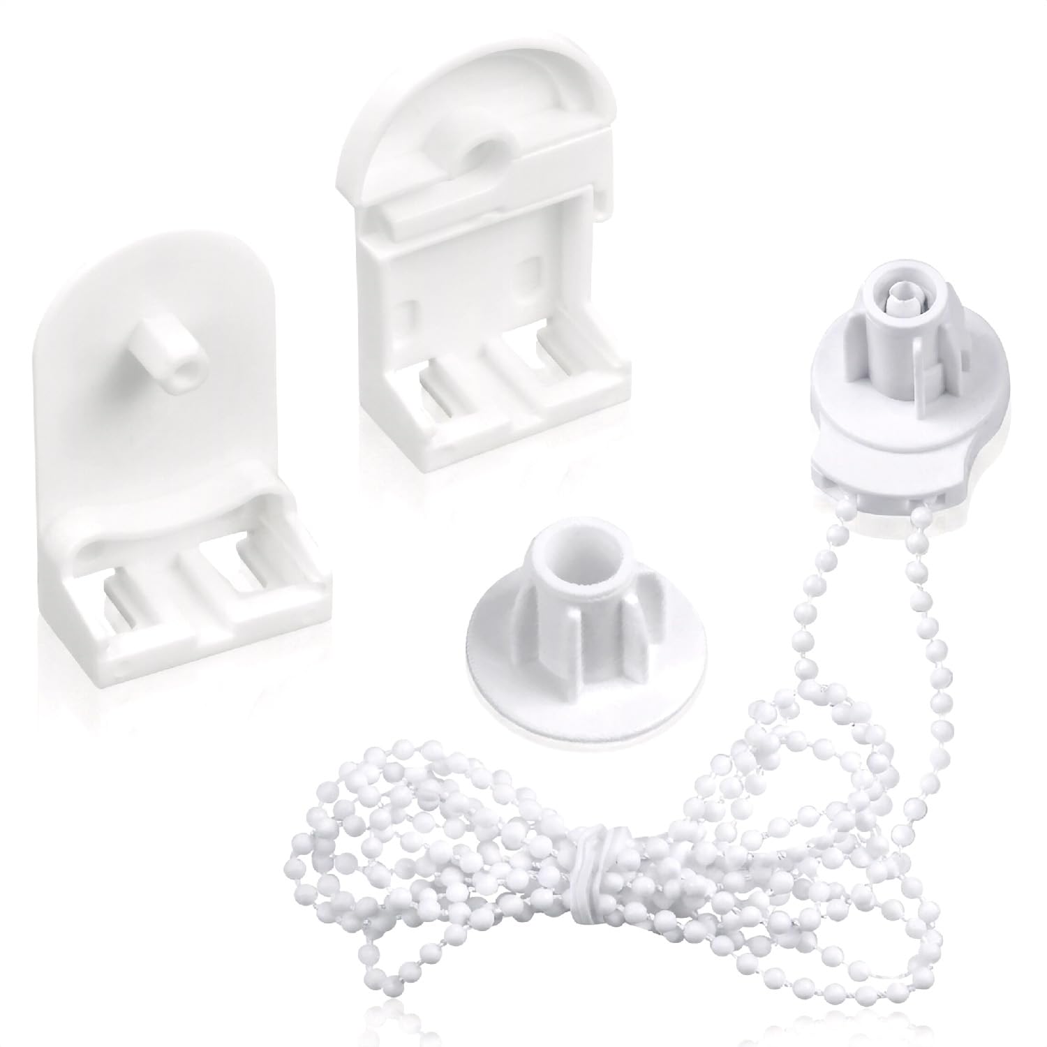 Wellrun White Plastic Roller Blind Repair Kit 25Mm,Spare Clutch,Brackets And Bead Chain Replacement For Standard Curtain Rollers Tubes,Roller Blind Fittings Accessories For Smooth Operation