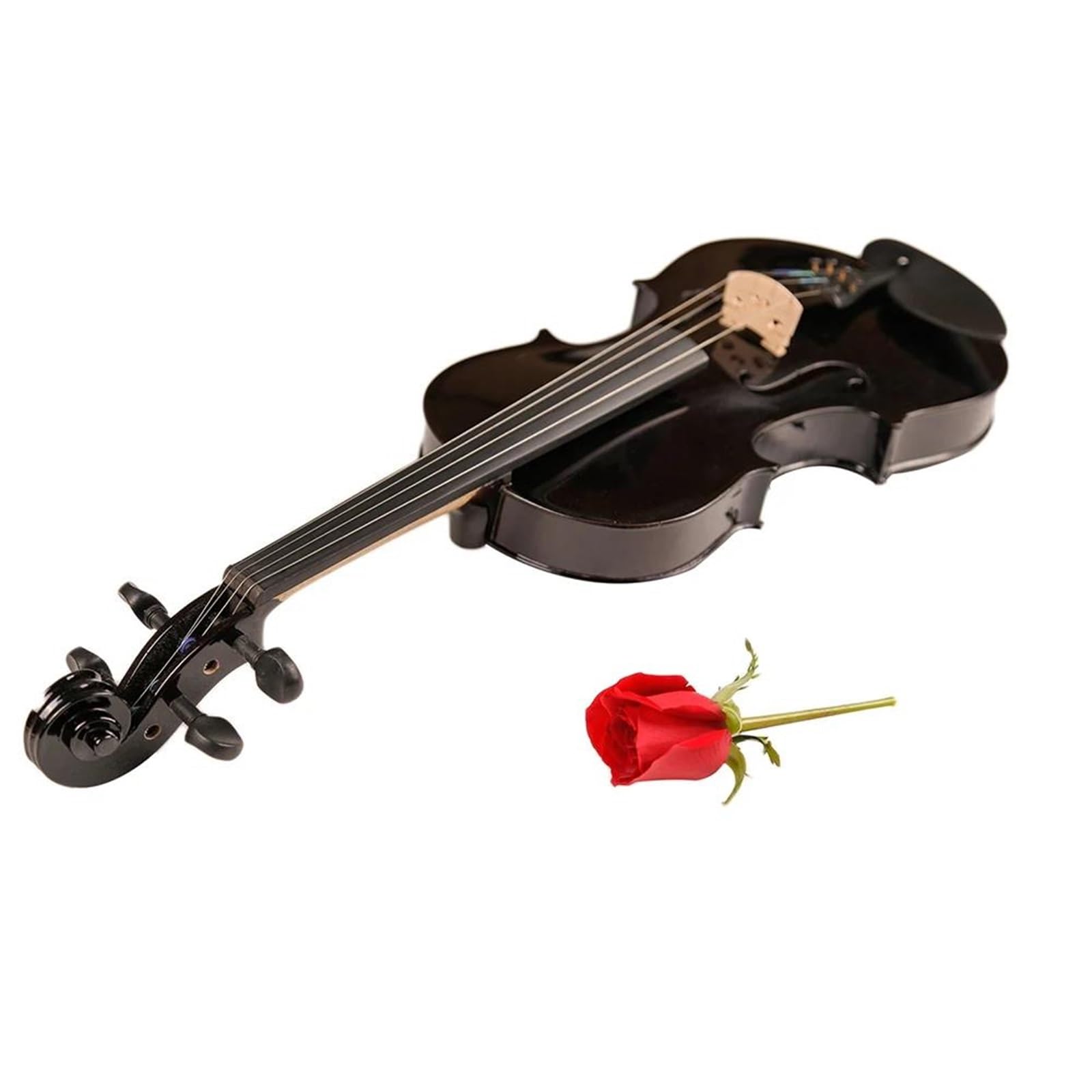 Kit Di Violino Professionale Principiante In Legno Massello 4/4 3/4 1/2 1/4 Violino Violino Set Completo Accessori Violino Nero(4/4)